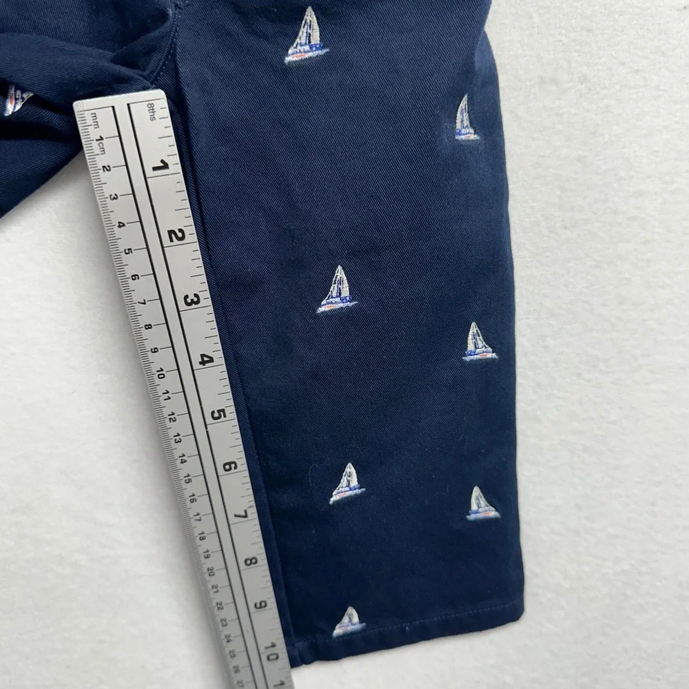 Ralph Lauren Chino Pants Kids 18M Navy Blue Sailboat Embroidered Belted